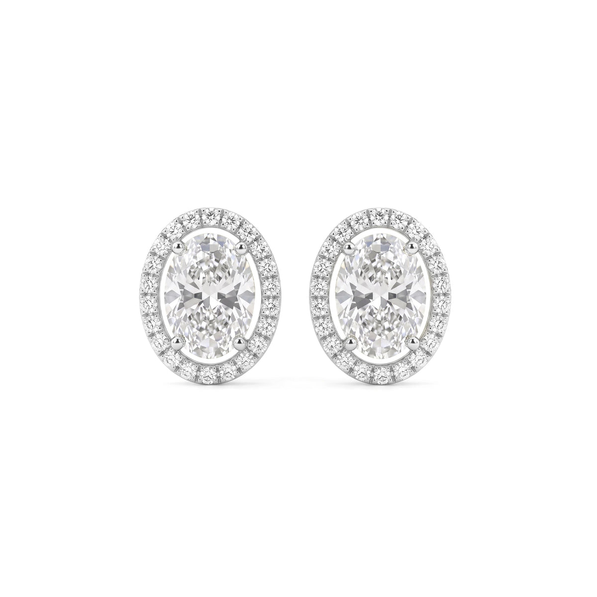 Oval Solitaire Halo Stud Earrings View 5