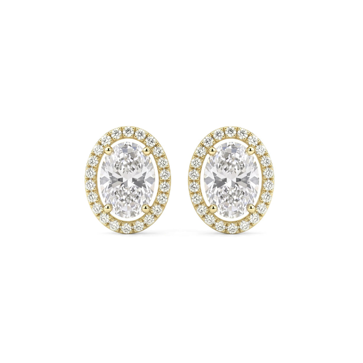 Oval Solitaire Halo Stud Earrings View 6