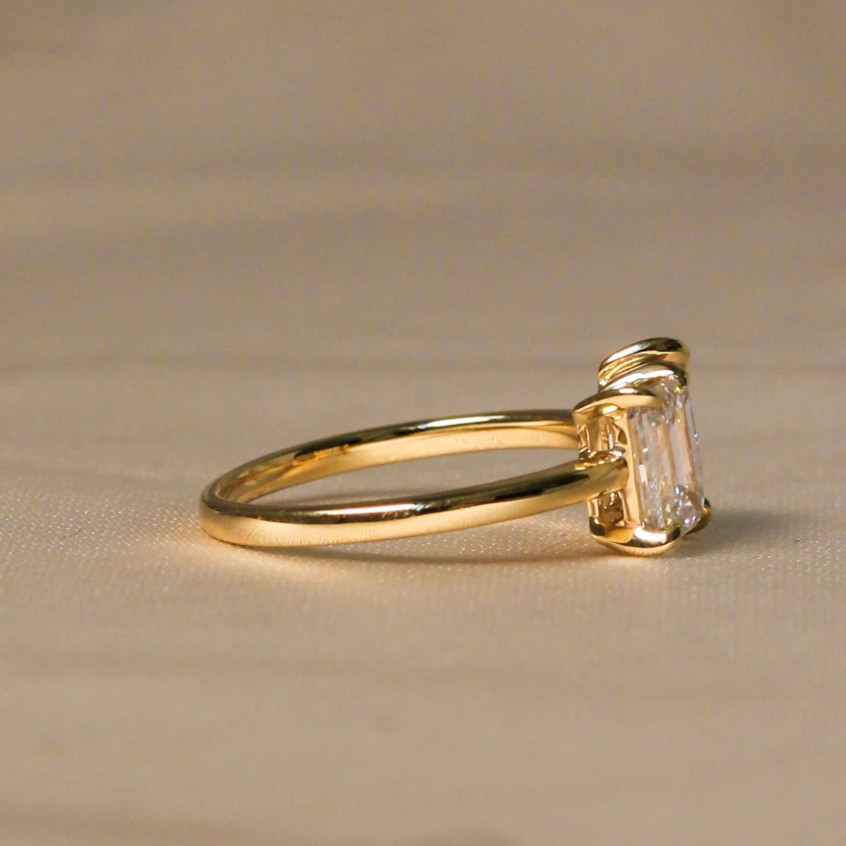 Pear and Emerald Cut Diamond Toi et Moi Ring View 10