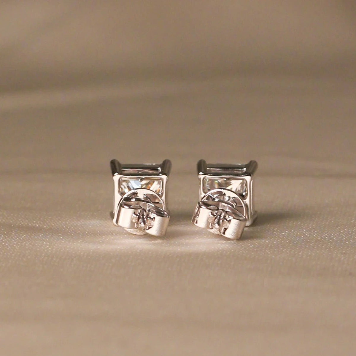 Princess Cut Diamond Solitaire Stud Earrings View 3