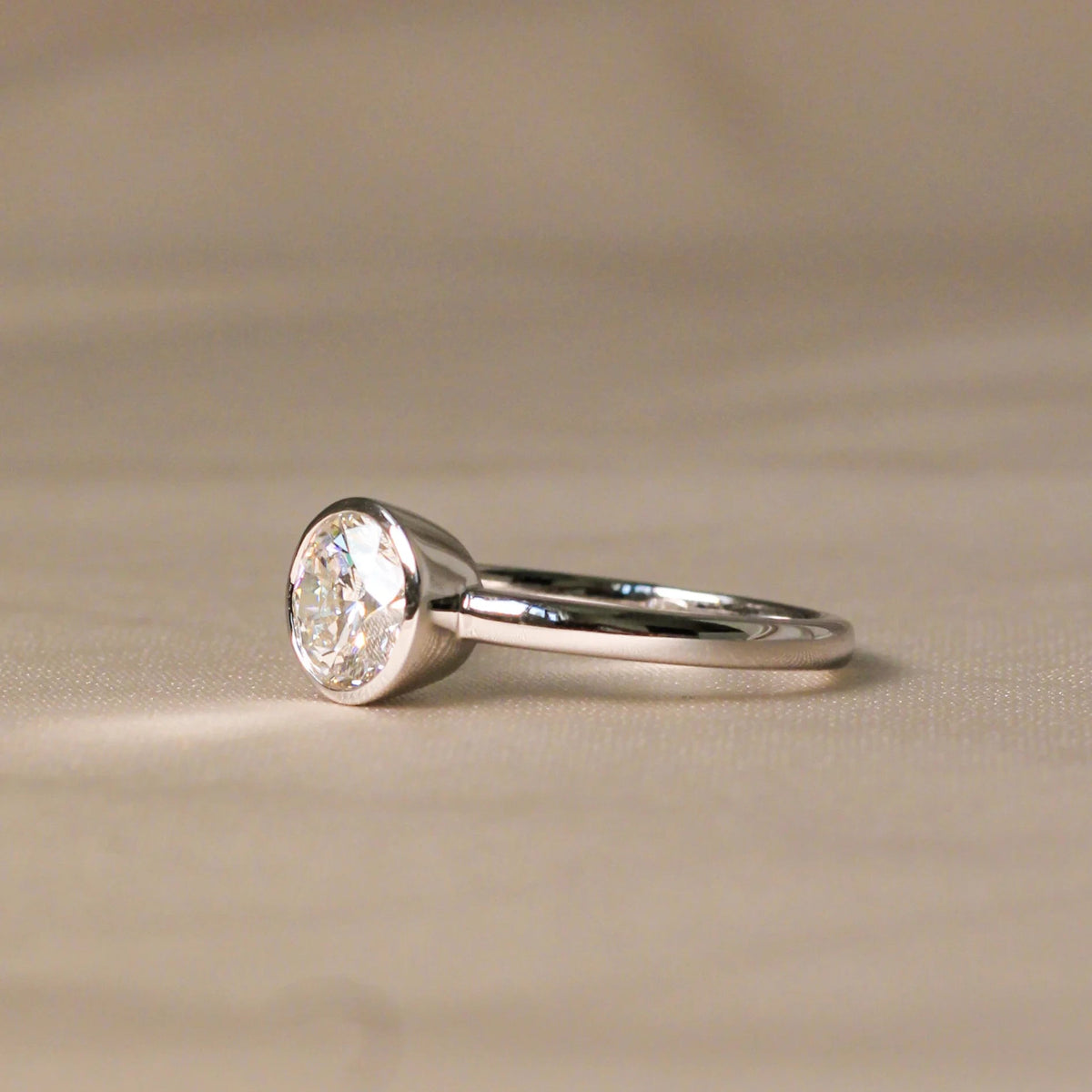 Round Brilliant Cut Diamond Full-Bezel Solitaire E View 2