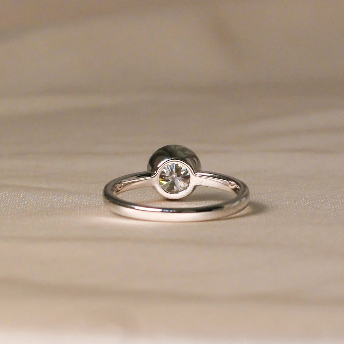 Round Brilliant Cut Diamond Full-Bezel Solitaire E View 3