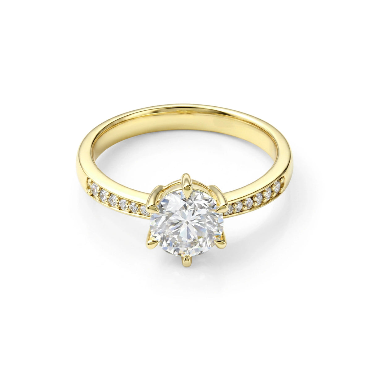 Round Brilliant Diamond Engagement Ring with Diamo View 6