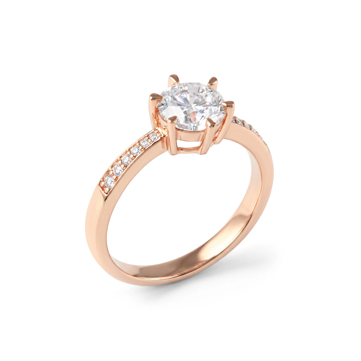 Round Brilliant Diamond Engagement Ring with Diamo View 3