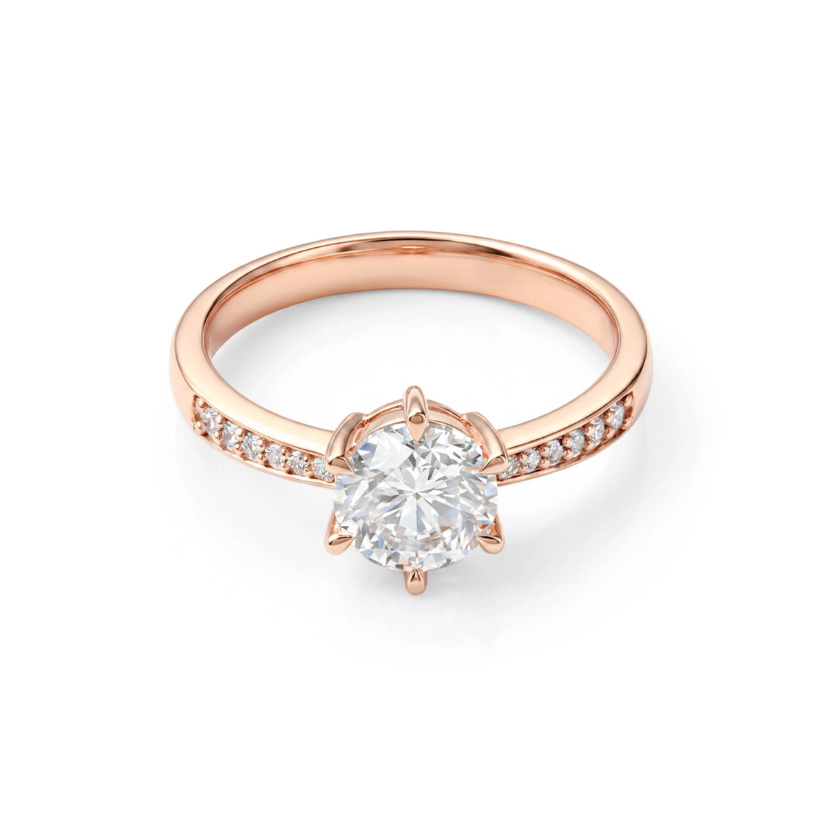 Round Brilliant Diamond Engagement Ring with Diamo View 2