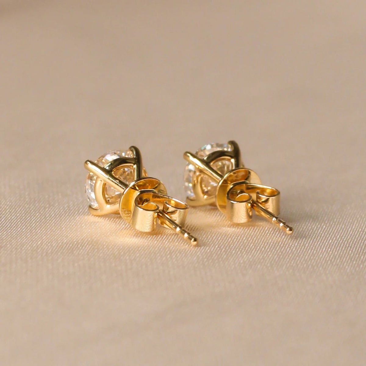Classic Round Diamond Stud Earrings View 3