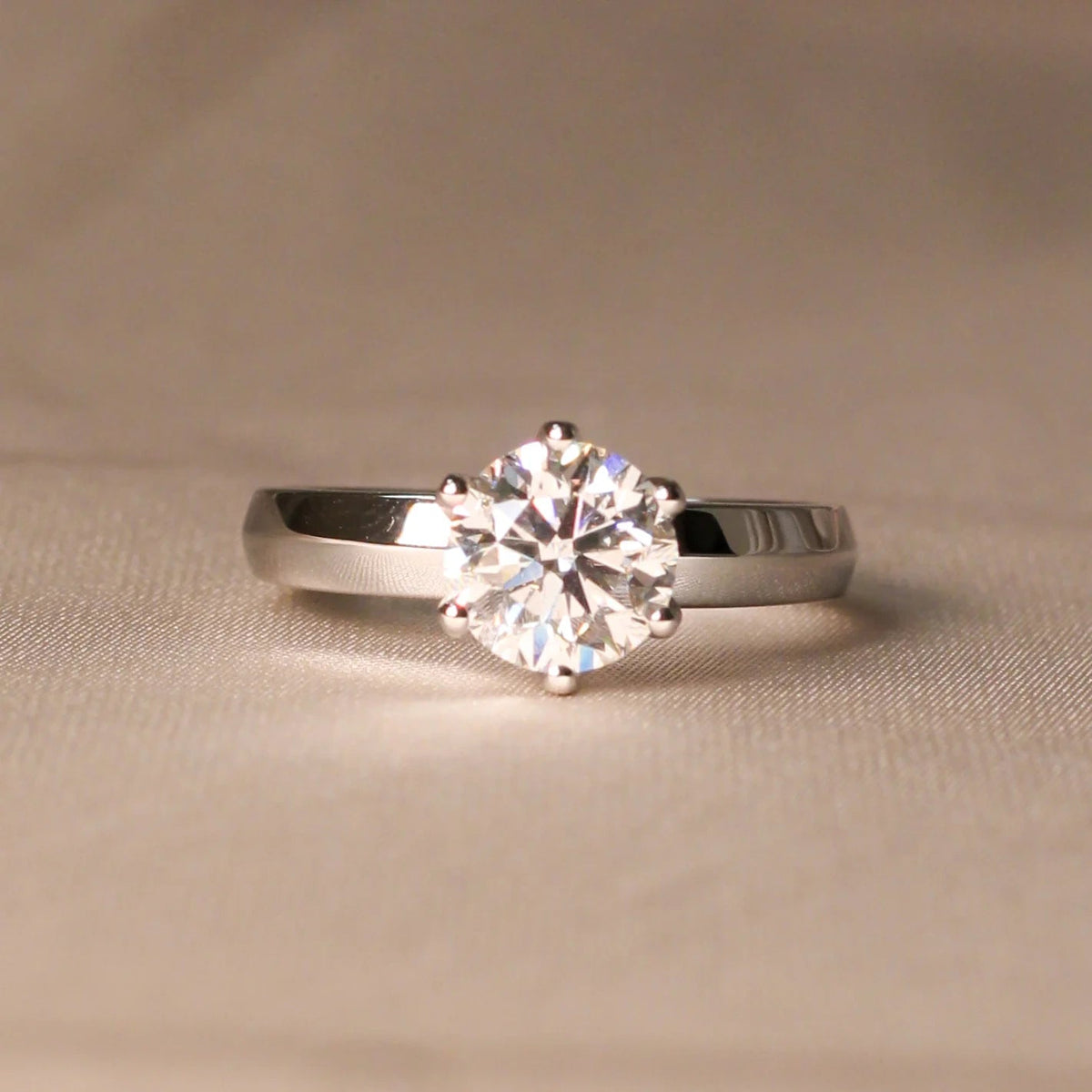 Classic 6-Prong Round Diamond Solitaire Ring ROSE 10K