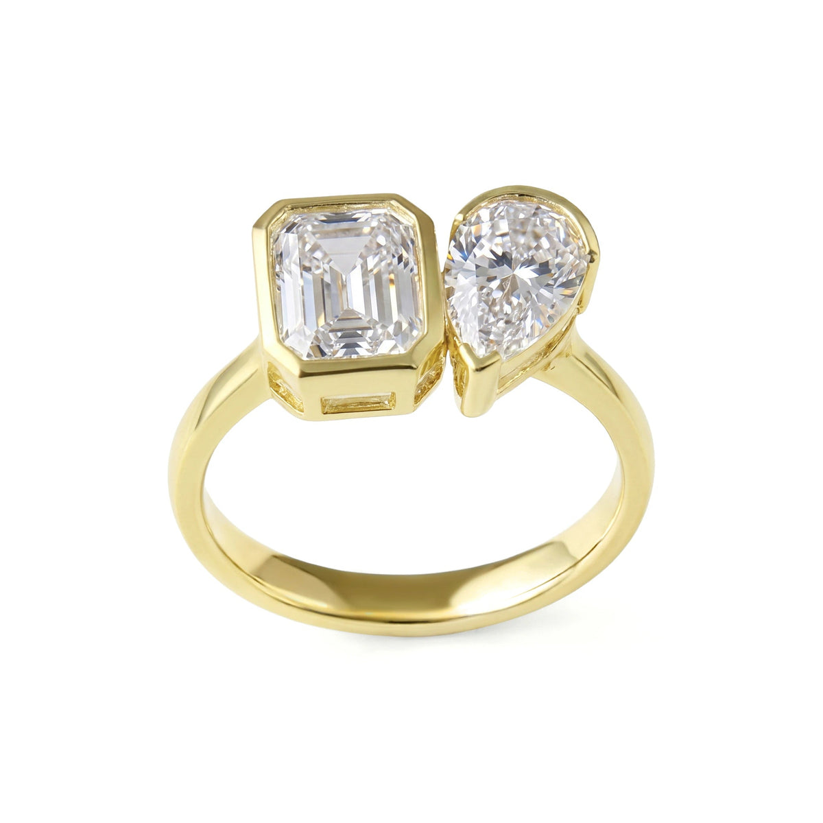 Emerald-Cut and Pear-Cut Diamond Full-Bezel Open T View 9