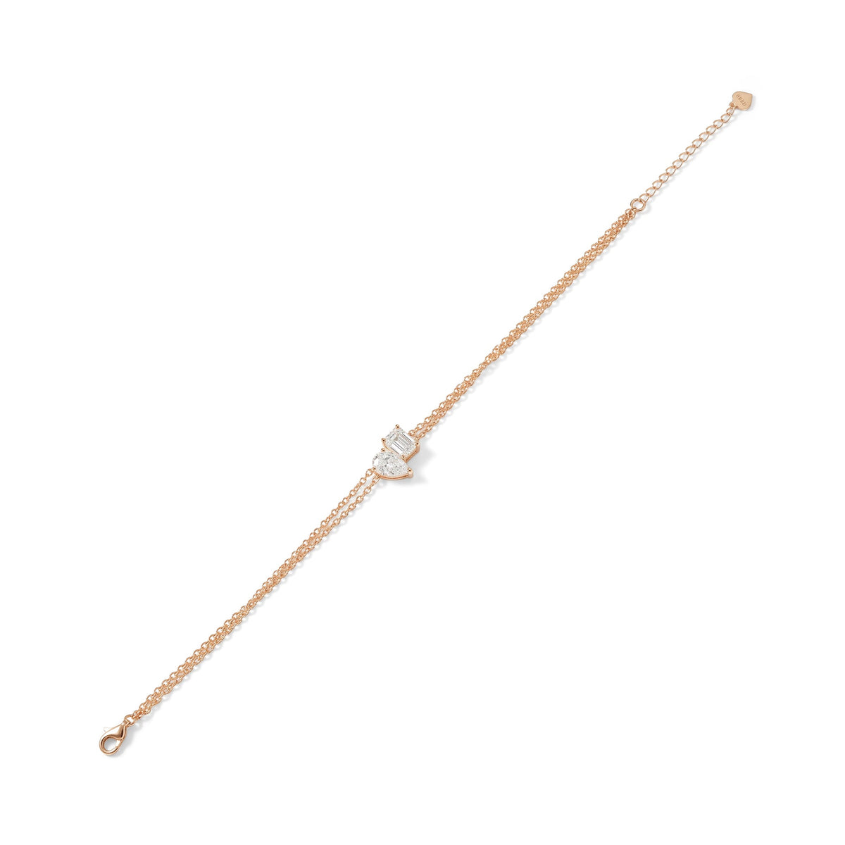 Toi et Moi Pear & Emerald Diamond Chain Bracelet View 3