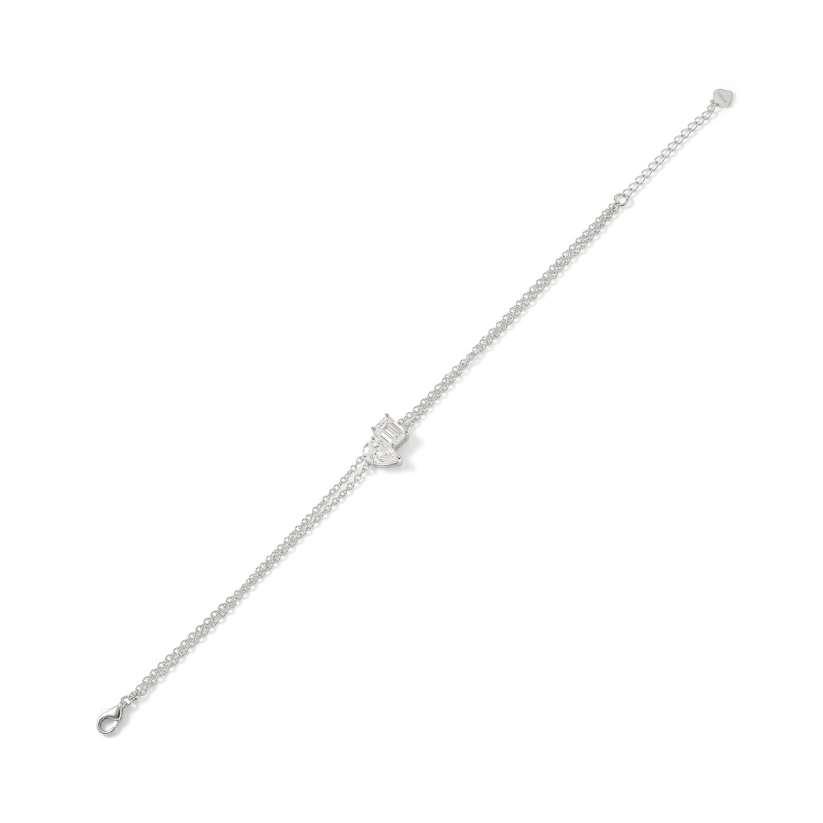Toi et Moi Pear & Emerald Diamond Chain Bracelet View 5