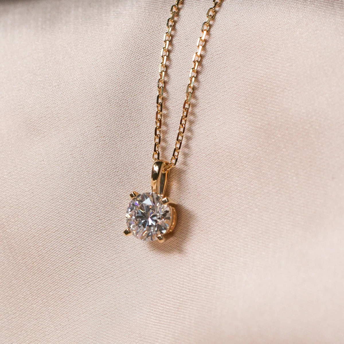 Round Brilliant Diamond Solitaire Pendant Necklace View 2