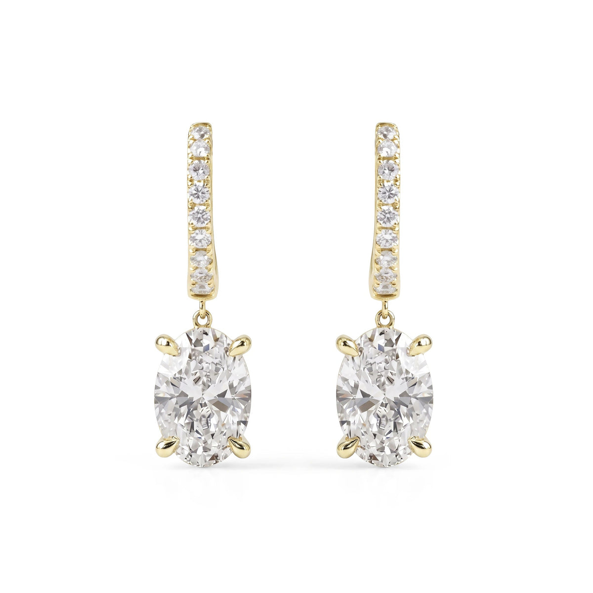 Oval Cut Solitaire Drop Earrings with Pavé Huggies ROSE 10K