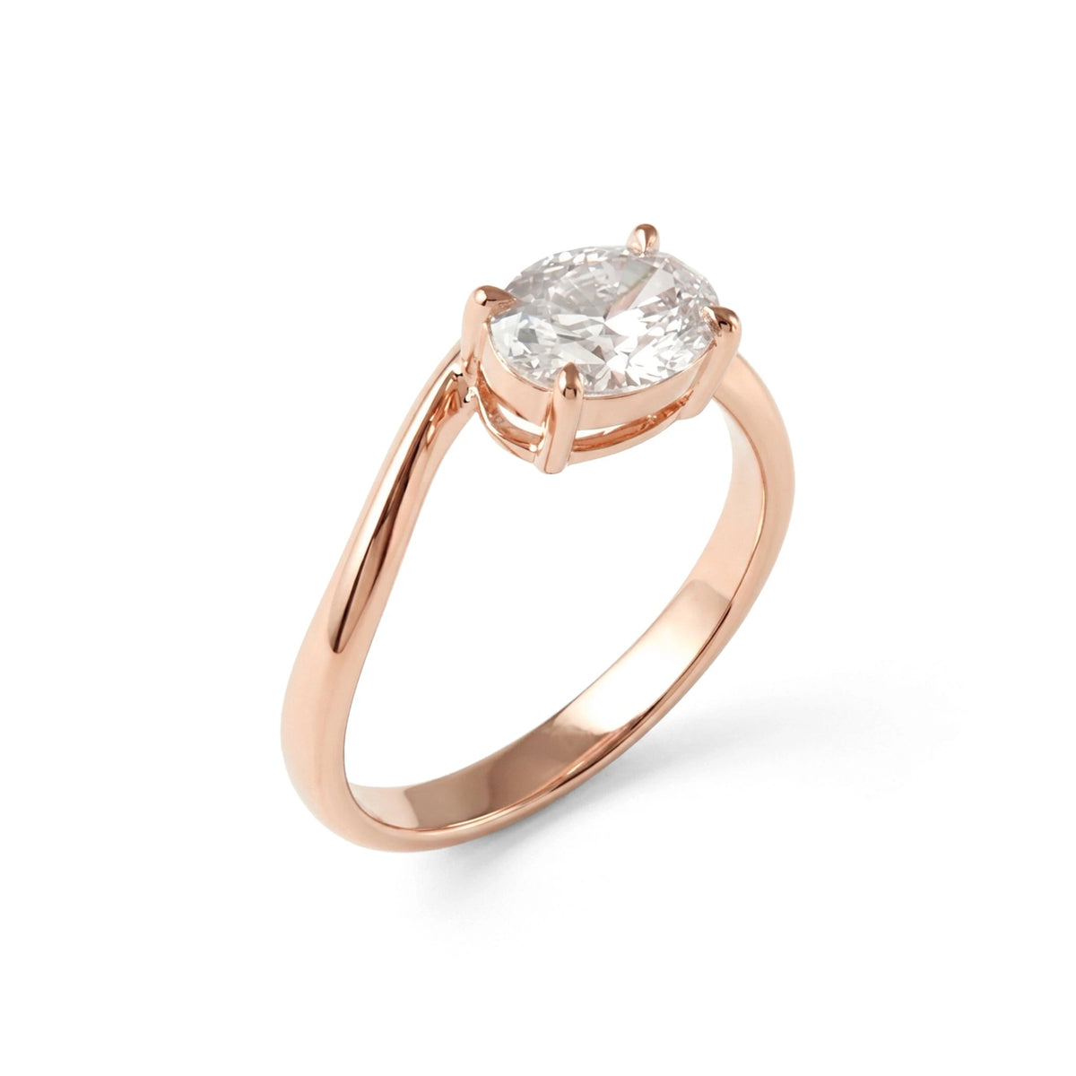 East-West Oval Diamond Solitaire Engagement Ring View 5