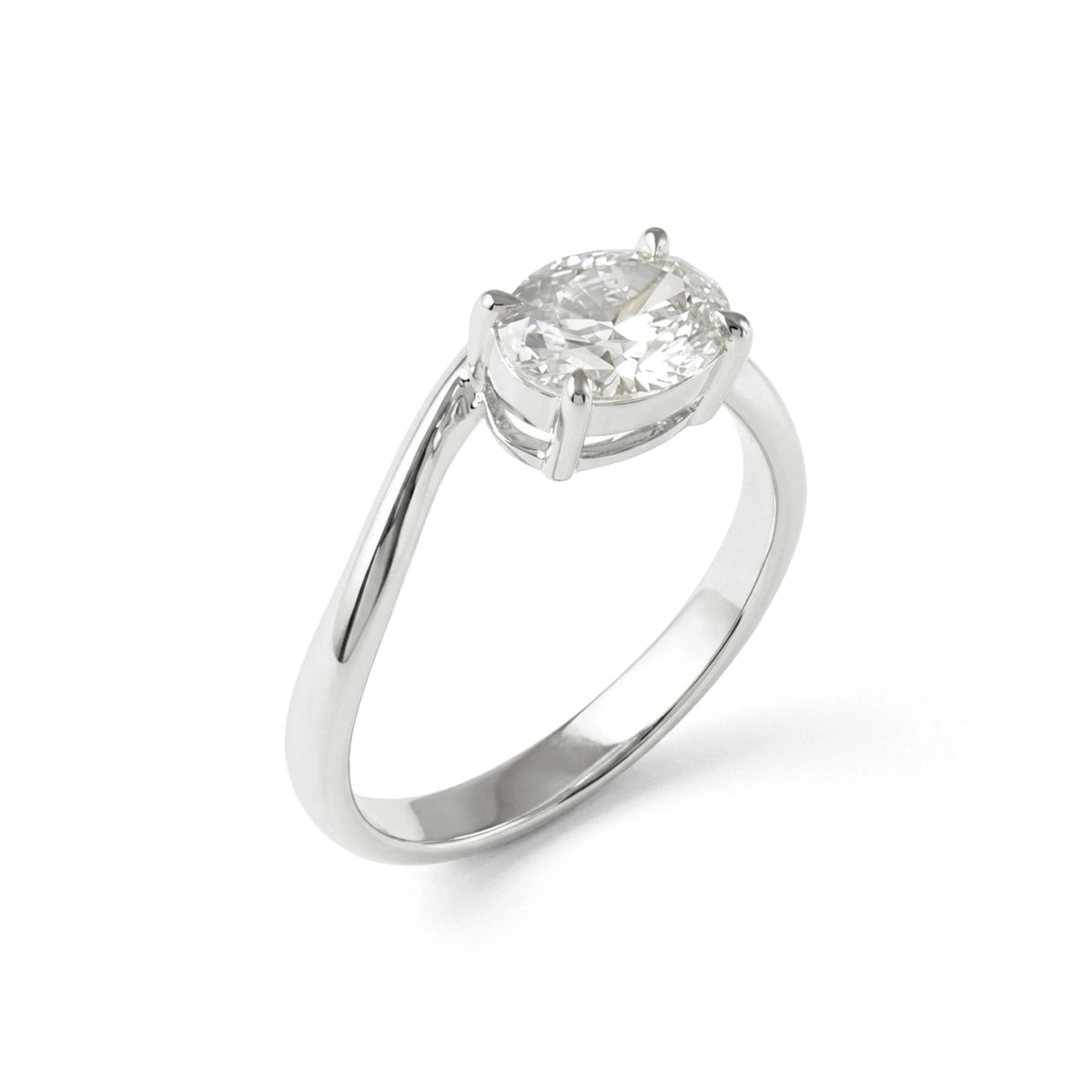 East-West Oval Diamond Solitaire Engagement Ring View 7