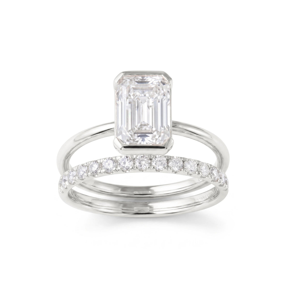 Bezel-Set Emerald-Cut Diamond Engagement Ring & We View 8