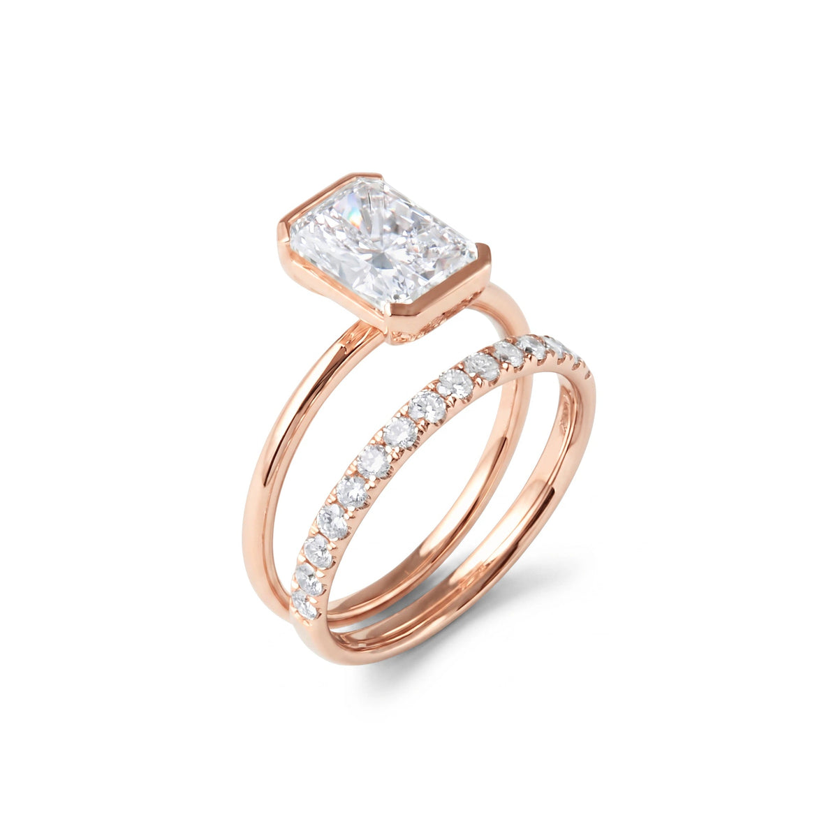Bezel-Set Emerald-Cut Diamond Engagement Ring & We View 7