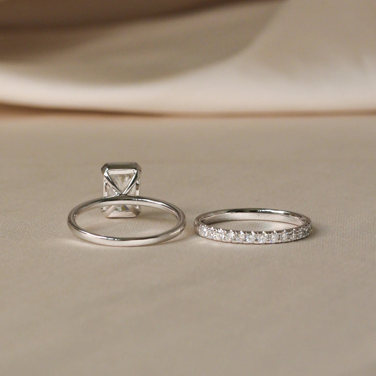 Bezel-Set Emerald-Cut Diamond Engagement Ring & We View 5