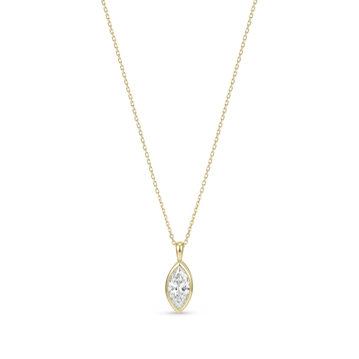 Bezel-Set Marquise Diamond Solitaire Pendant Neckl ROSE 10K