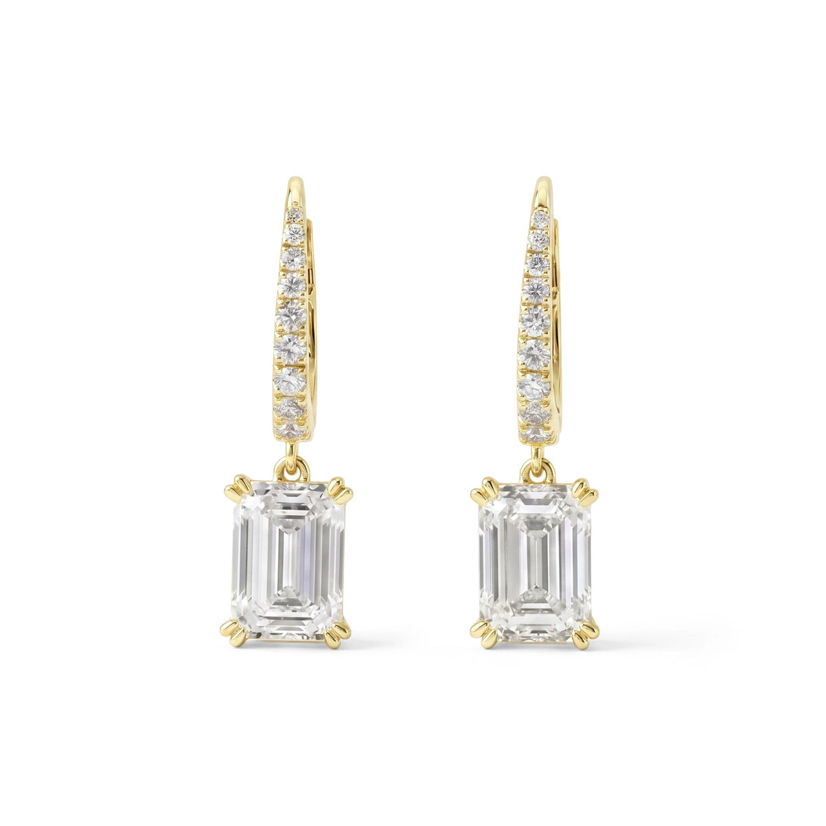 Emerald-Cut Diamond Solitaire Dangle Earrings with View 5