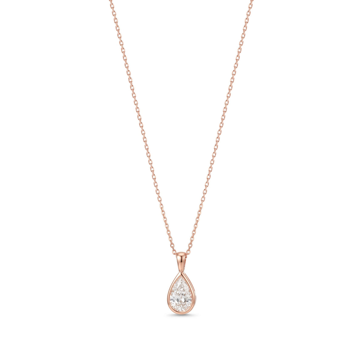 Modern Bezel Pear-Cut Diamond Necklace View 4