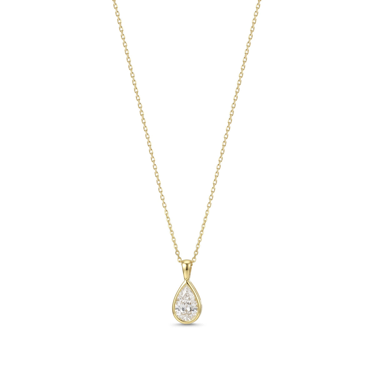 Modern Bezel Pear-Cut Diamond Necklace View 3