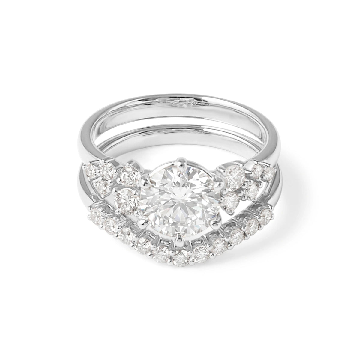Round Brilliant Diamond Side-Cluster Engagement Ri View 4