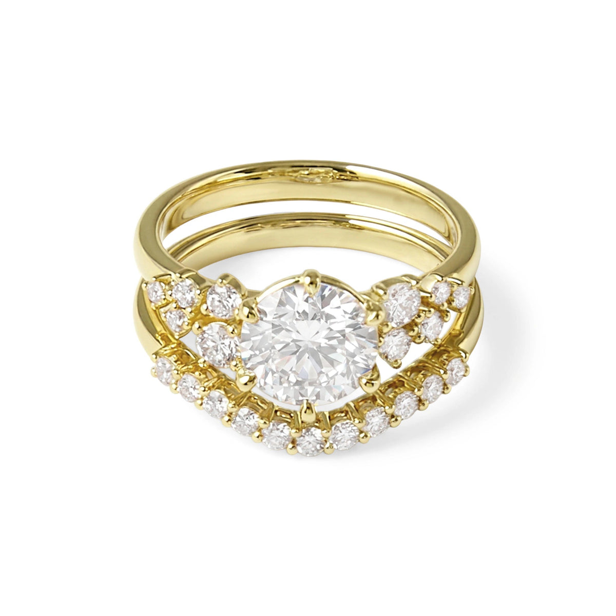 Round Brilliant Diamond Side-Cluster Engagement Ri View 5