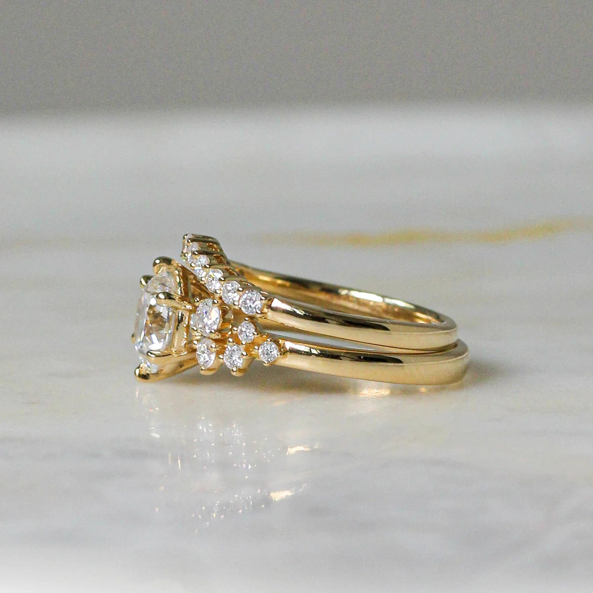 Round Brilliant Diamond Side-Cluster Engagement Ri View 8