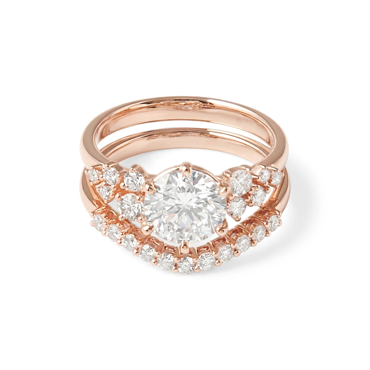 Round Brilliant Diamond Side-Cluster Engagement Ri View 7