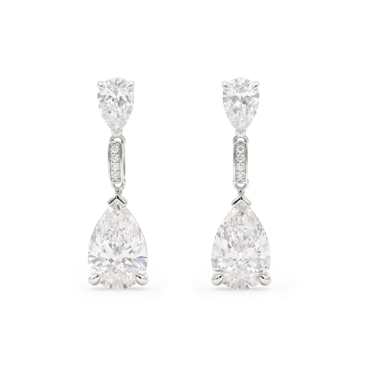 Graduated Pear Diamond Statement Drop Earrings View 2