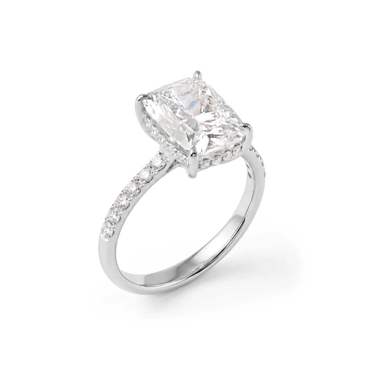 Elongated Cushion Cut Diamond Hidden Halo Solitair View 4