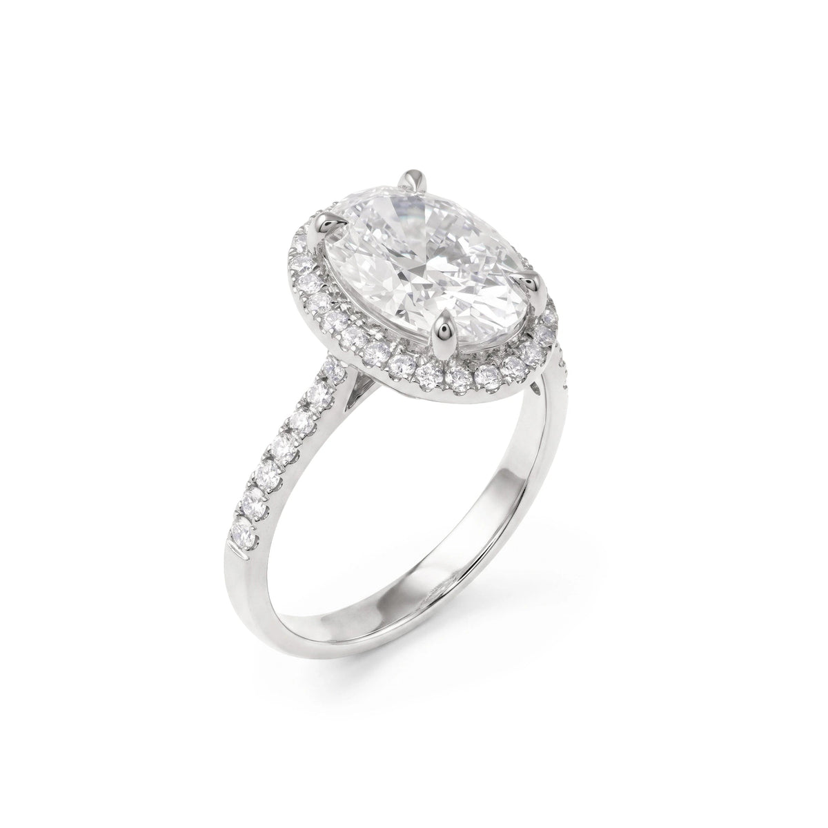 Classic Oval-Cut Diamond Halo Engagement / Stateme View 2
