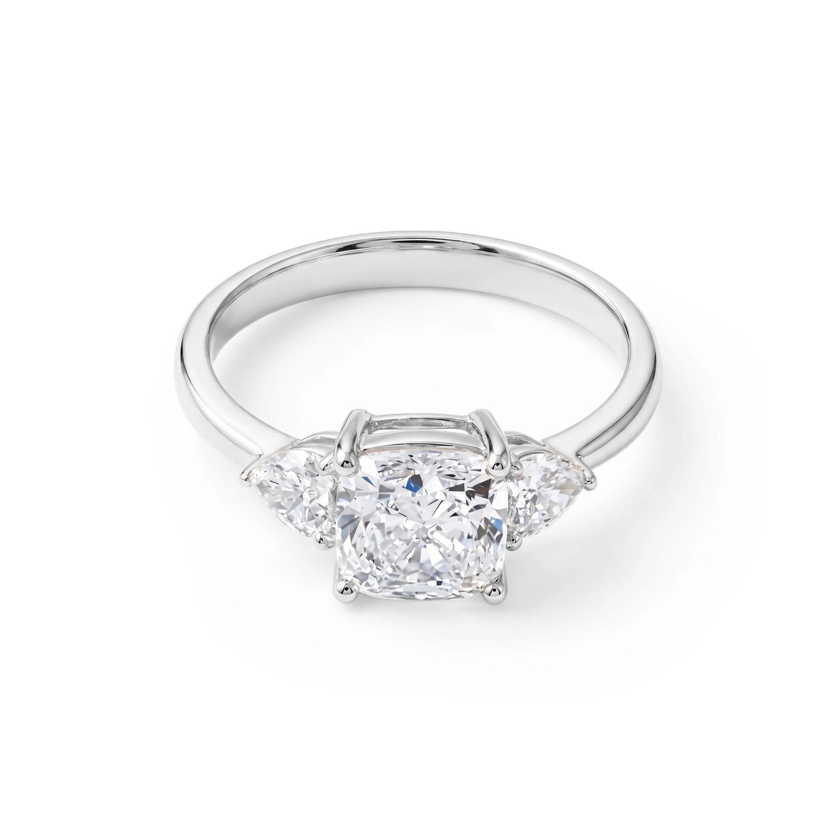 Cushion Cut Diamond Three-Stone Engagement Ring wi View 9