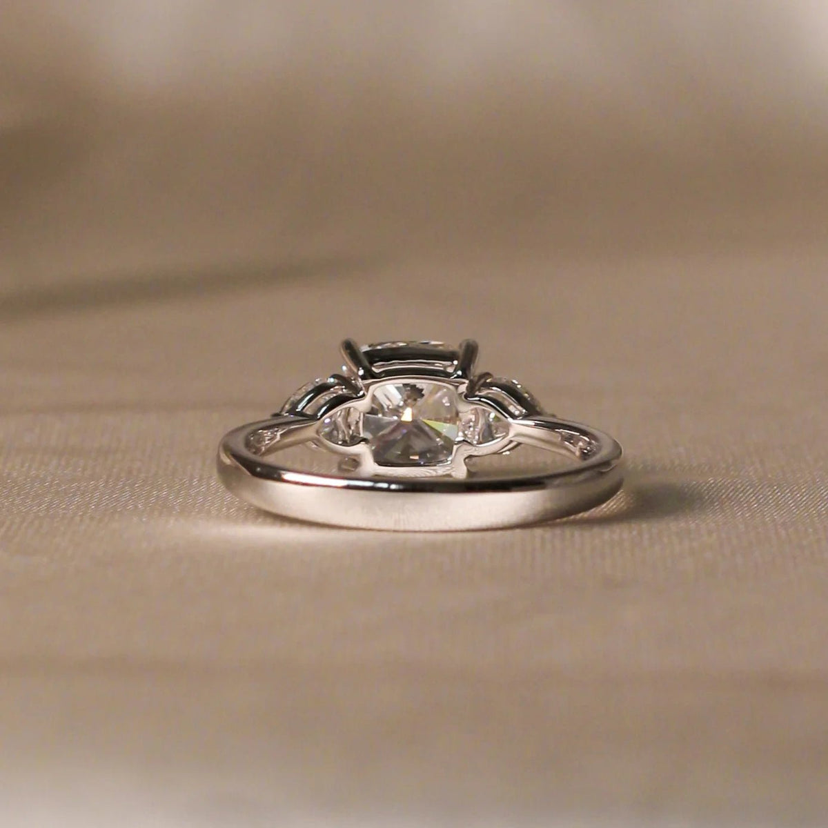 Cushion Cut Diamond Three-Stone Engagement Ring wi View 2