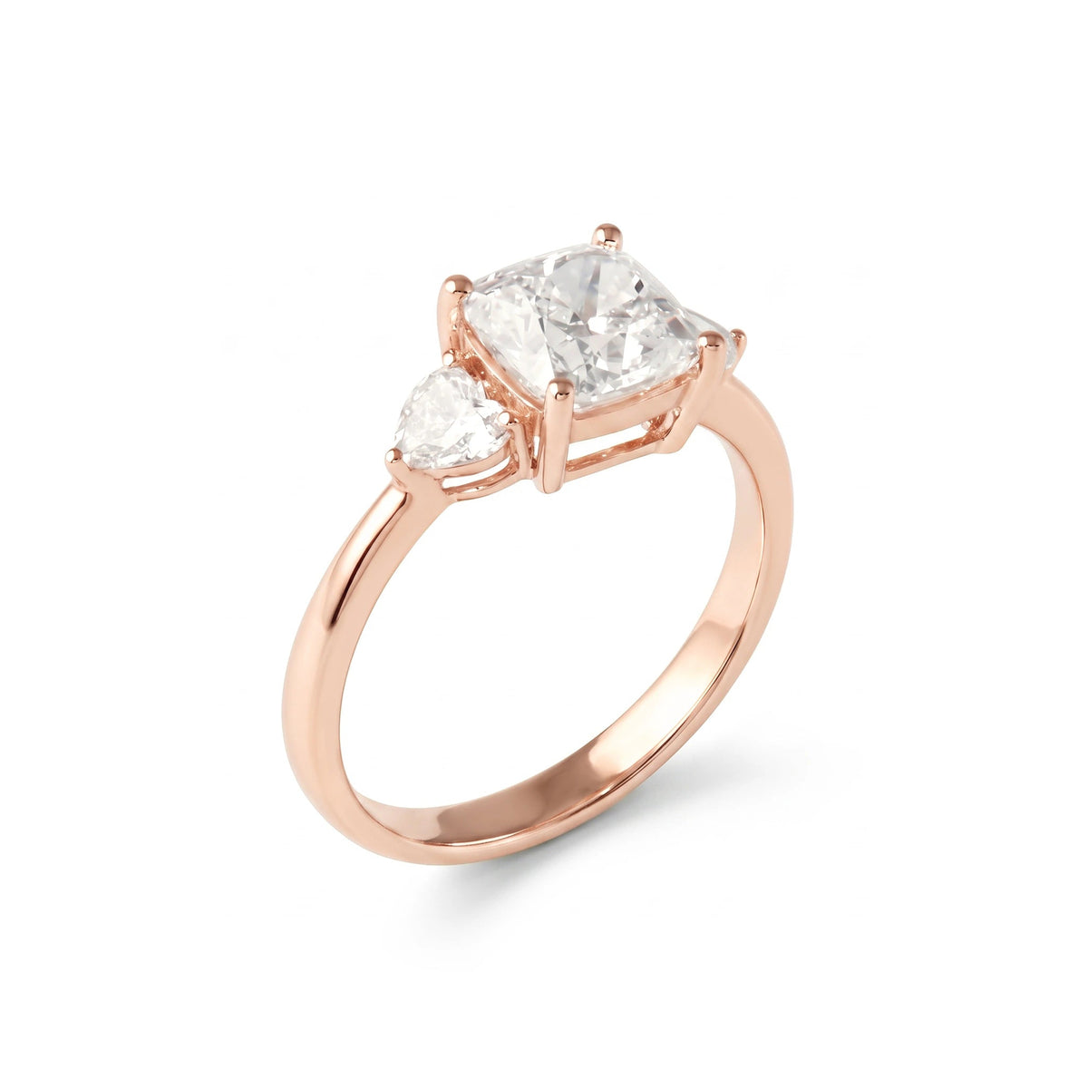 Cushion Cut Diamond Three-Stone Engagement Ring wi View 8