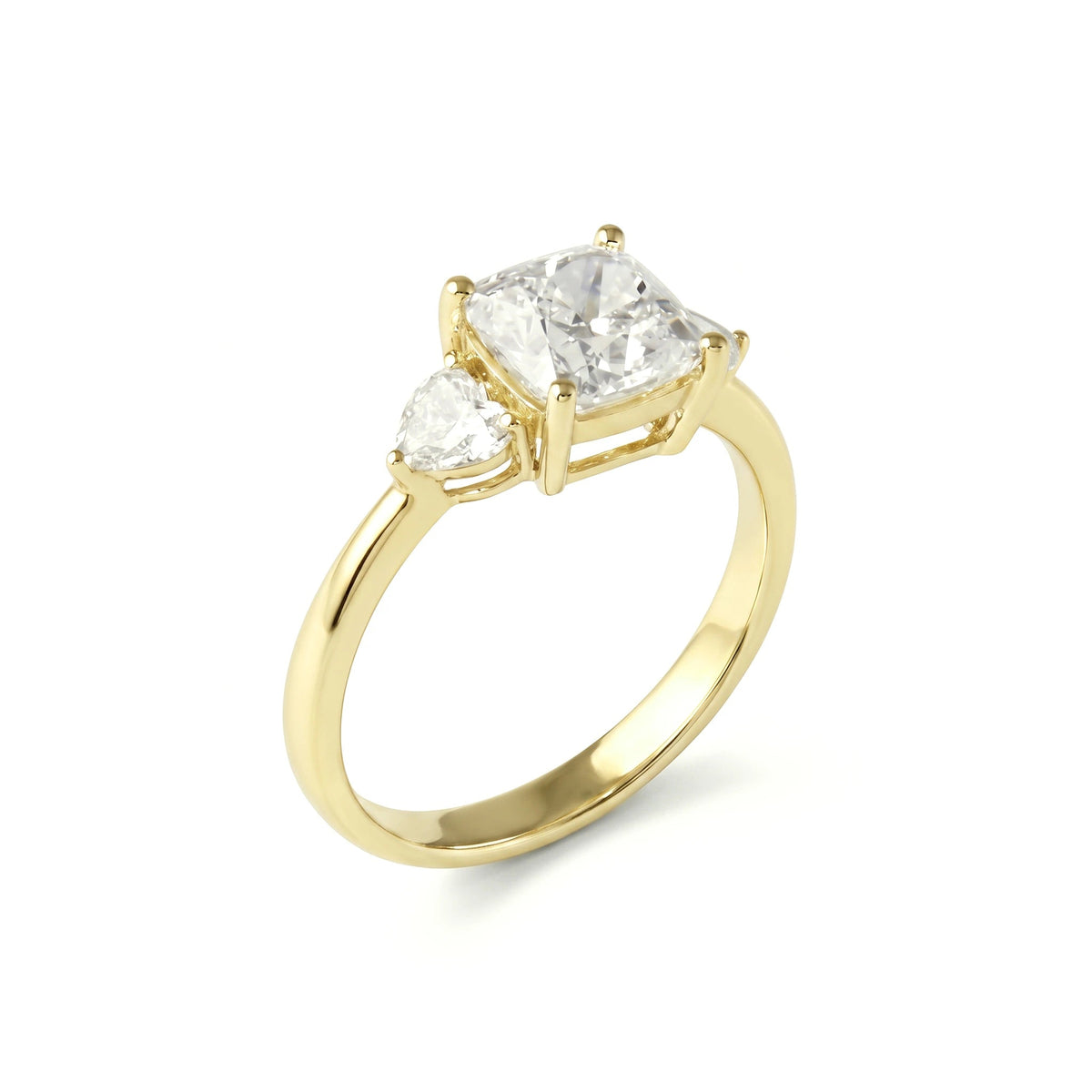 Cushion Cut Diamond Three-Stone Engagement Ring wi View 5