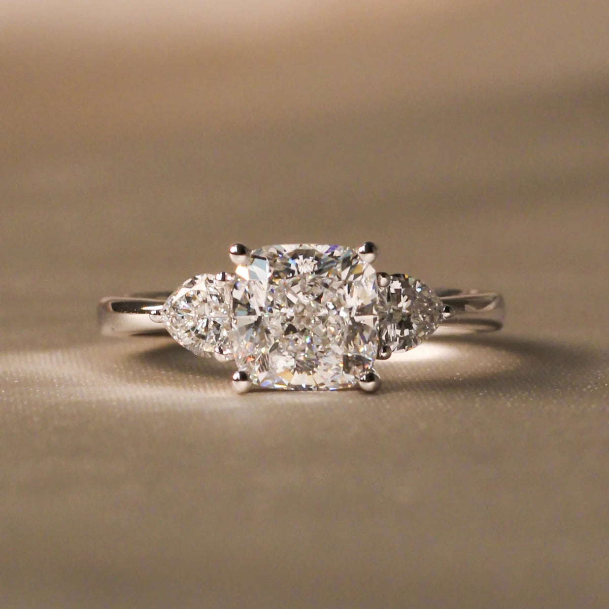 Cushion Cut Diamond Three-Stone Engagement Ring wi View 13