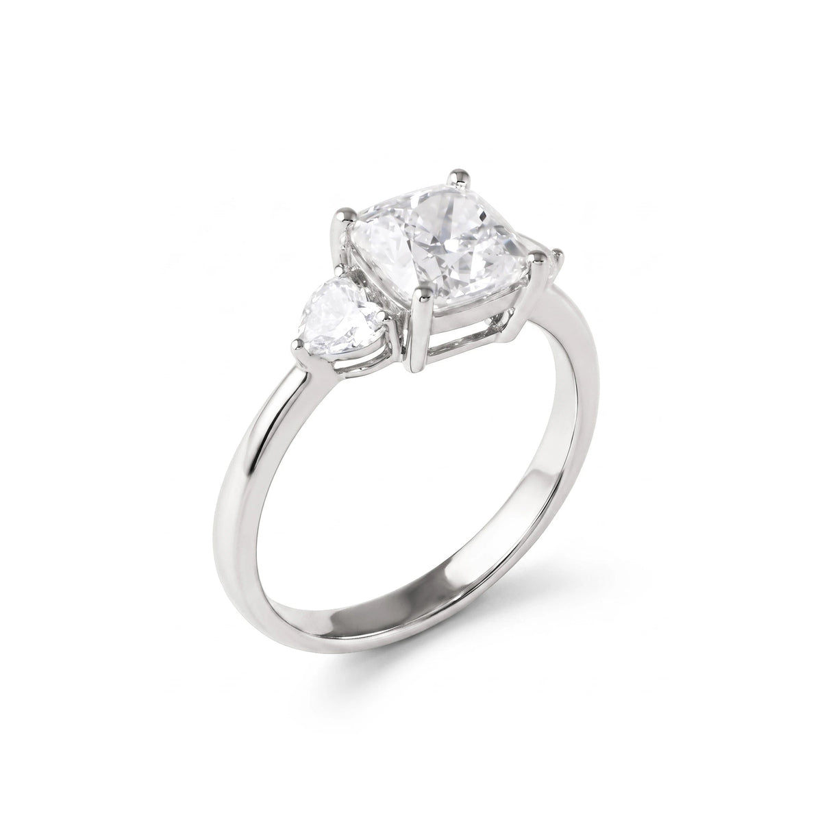 Cushion Cut Diamond Three-Stone Engagement Ring wi View 4