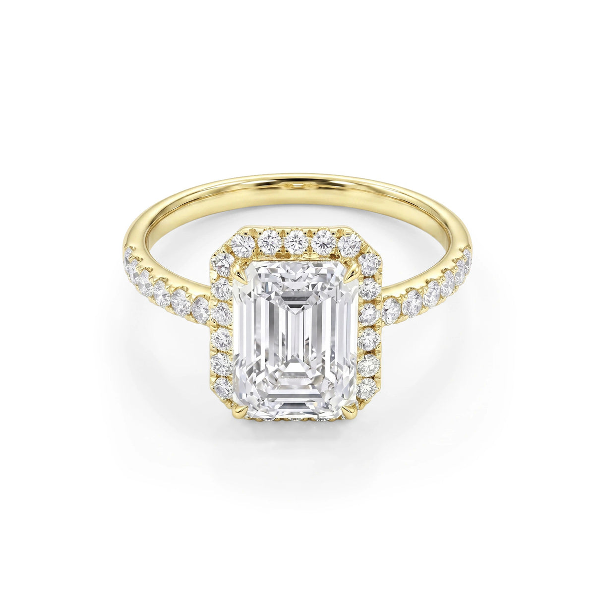 Emerald Cut Diamond Halo Bridal Ring View 7