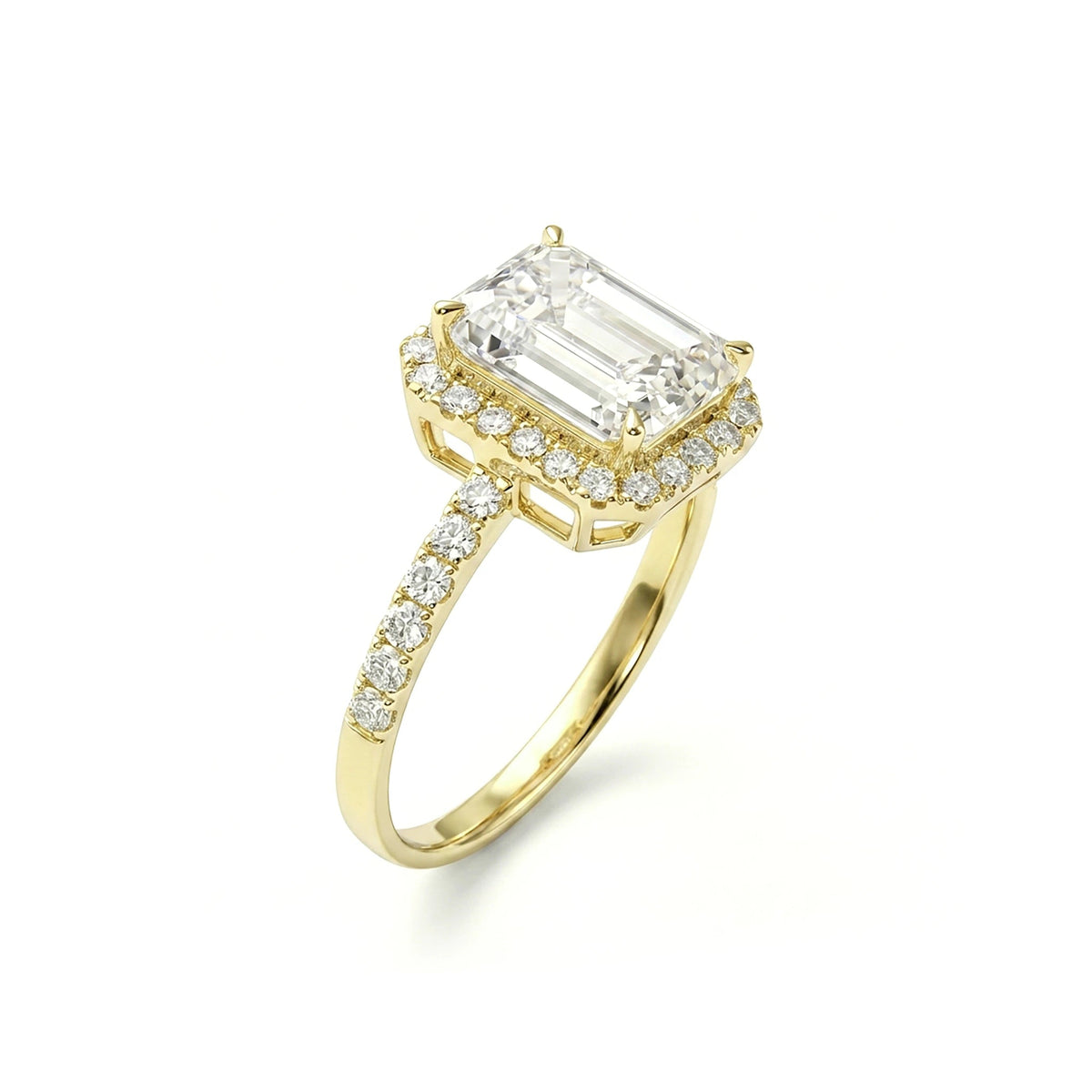 Emerald Cut Diamond Halo Bridal Ring View 9