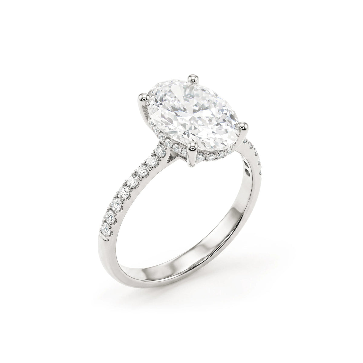 Oval Cut Diamond Four-Prong Engagement Ring with H View 8