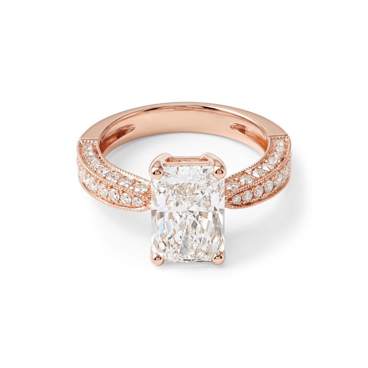 Radiant-Cut Diamond Engagement Ring with Three-Row View 4
