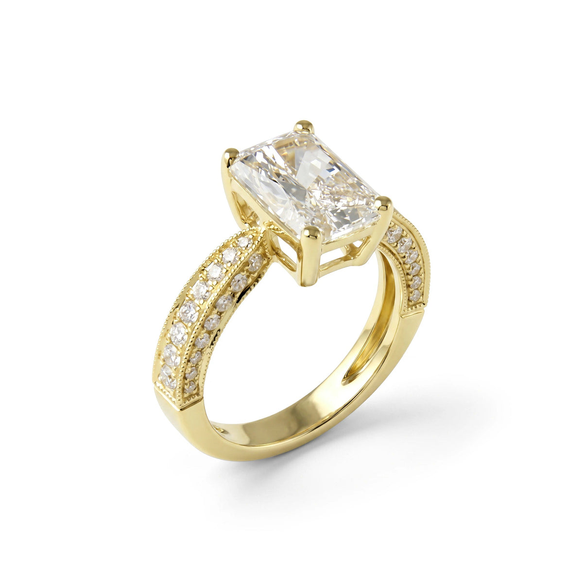 Radiant-Cut Diamond Engagement Ring with Three-Row View 13
