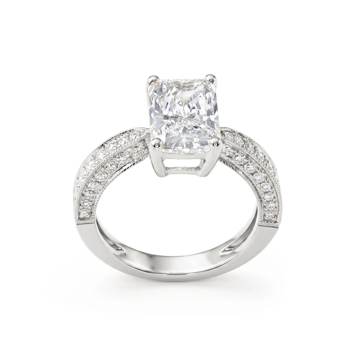Radiant-Cut Diamond Engagement Ring with Three-Row View 8