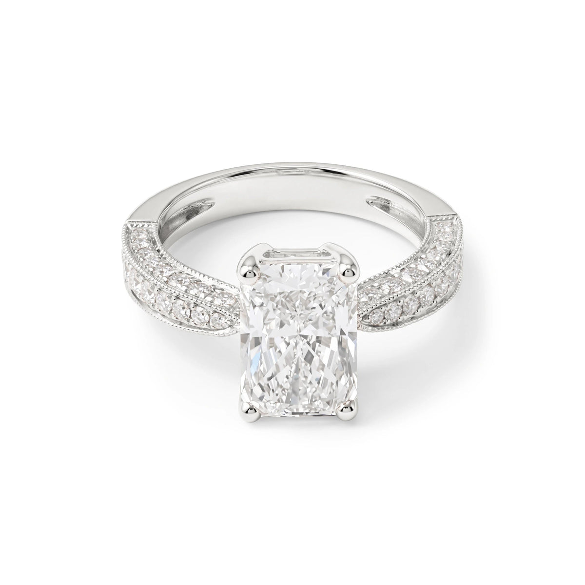 Radiant-Cut Diamond Engagement Ring with Three-Row View 7