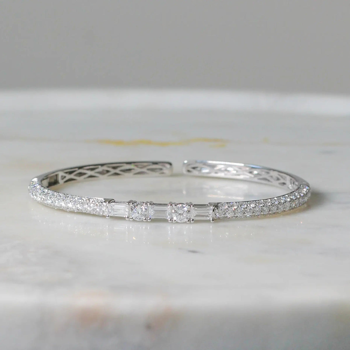 Art Deco Baguette Centerpiece Diamond Bracelet View 4