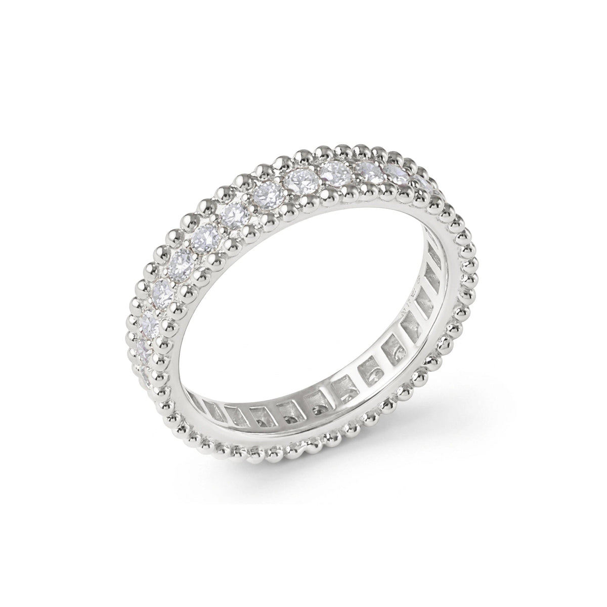 Beaded Milgrain Edge Round Diamond Eternity Band View 7