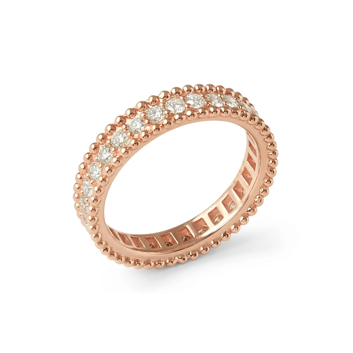 Beaded Milgrain Edge Round Diamond Eternity Band View 5