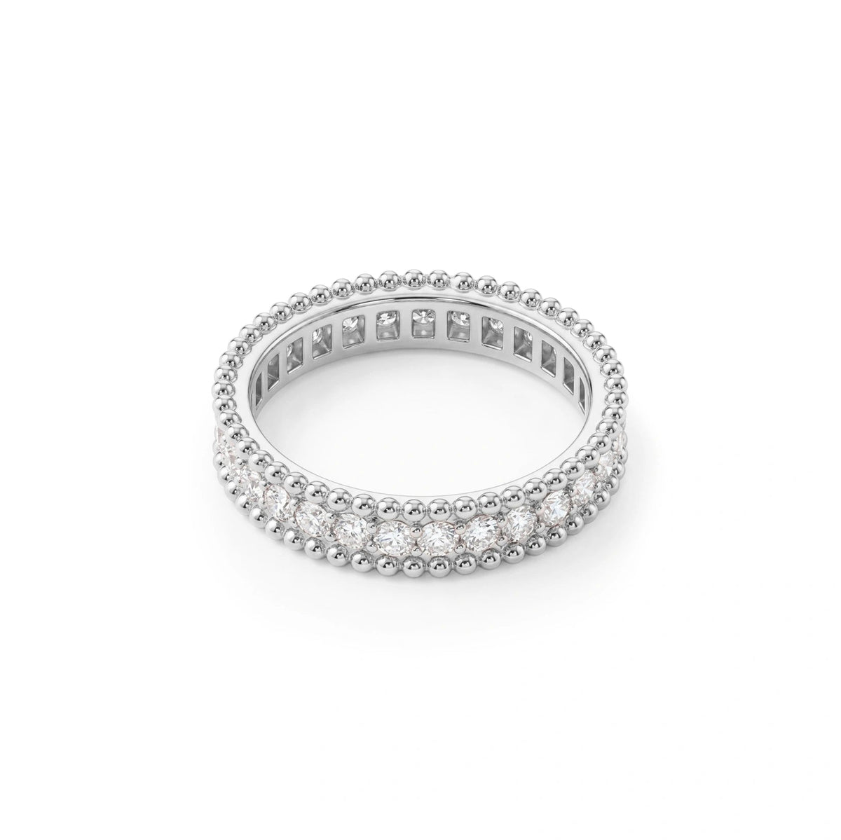 Beaded Milgrain Edge Round Diamond Eternity Band View 6