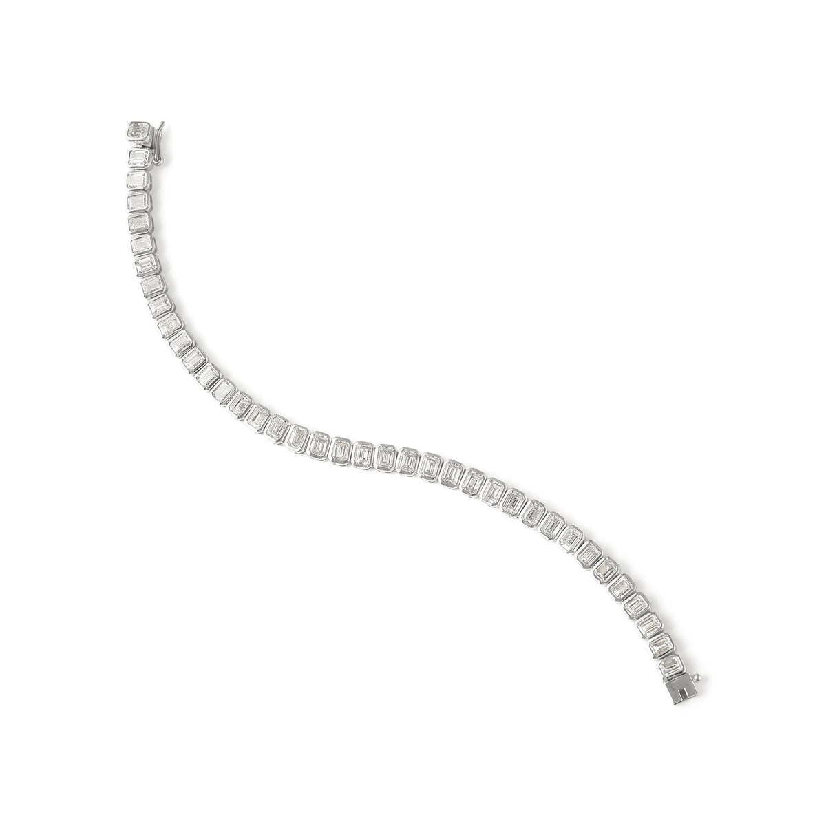 Bezel set Emerald diamond tennis bracelet View 6